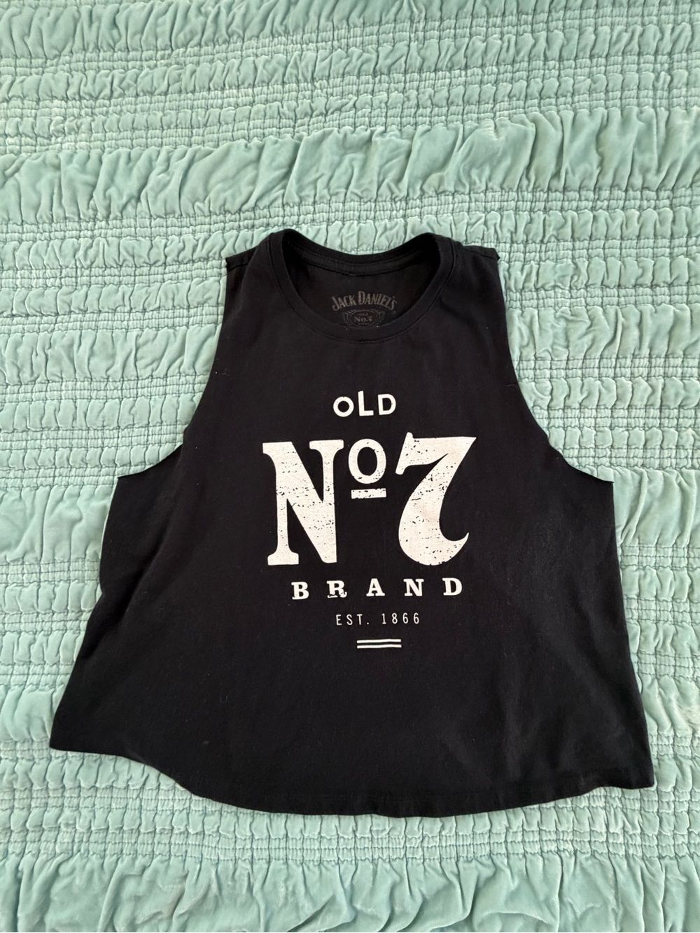 Jack Daniels Black Crop Tank with White Old No. 7 Graphic-XL